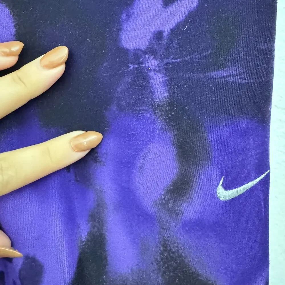 NIKE Running Purple Black Dri Fit Power Crop Tights $78 Leggings Capri Pocket S